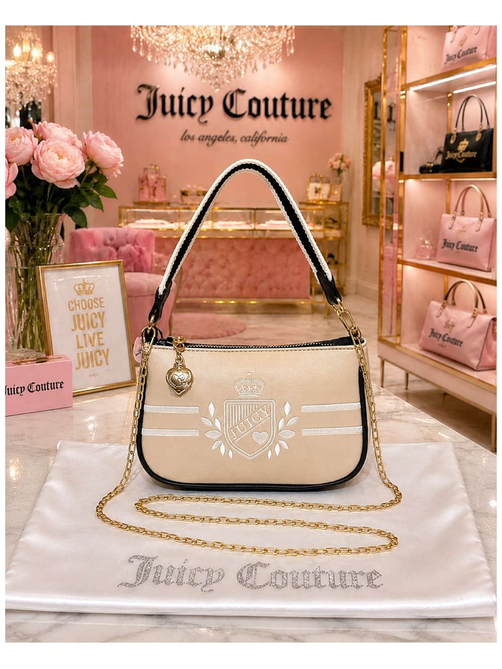 Juicy Couture Juicy Prep School Convertible Handbag & Free Strap & Dust Bag.